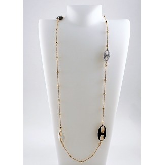 Chanel Kette Silber Emaille Rose und Phidias-C738/A