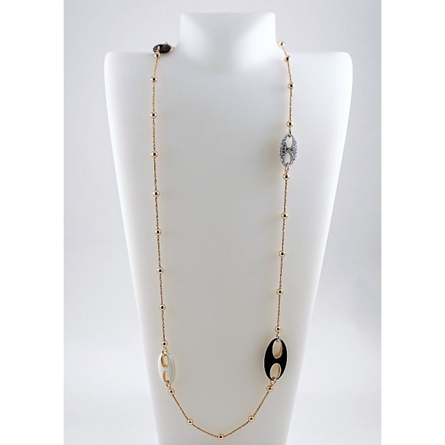 Chanel necklace silver enamel rose and Phidias-C738/A