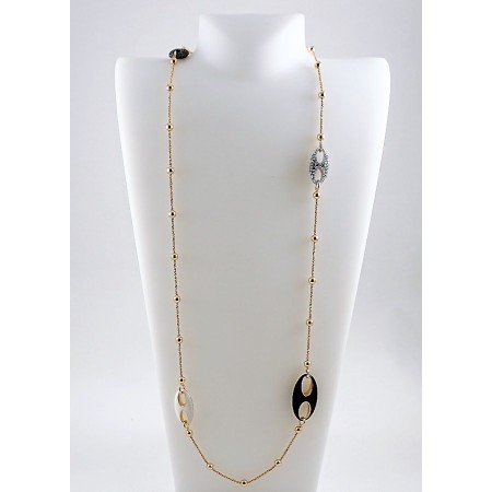 Chanel necklace silver enamel rose and Phidias-C738/A