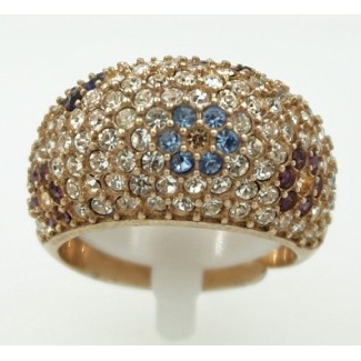 Silver rose ring with pave stones Phidias