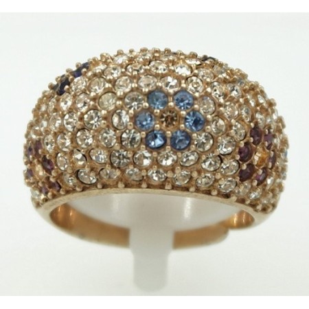 Silver rose ring with pave stones Phidias