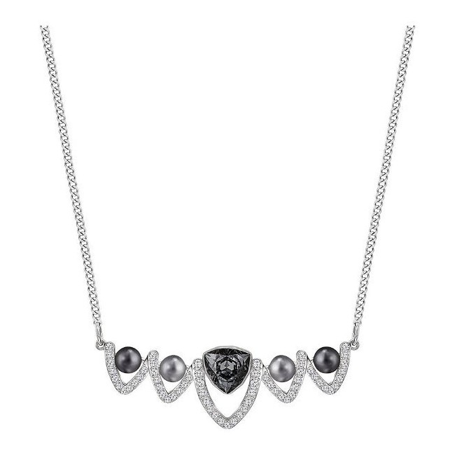 Fantastische Schwarz Perlen Halskette Swarovski Medium-5230612