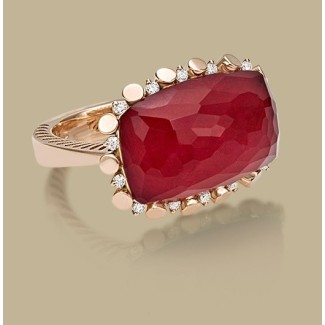 Anello Giorgio Visconti Immenso in oro rosa con rubino, quarzo e brillanti