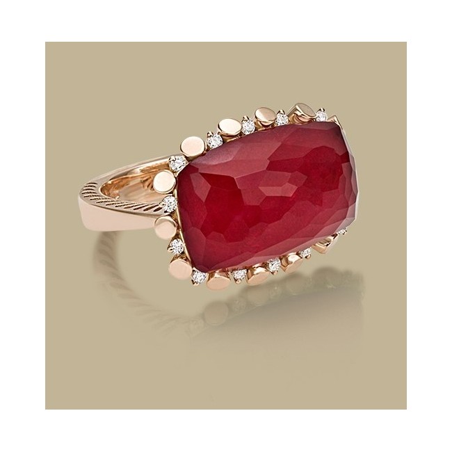 Anello Giorgio Visconti Immenso in oro rosa con rubino, quarzo e brillanti