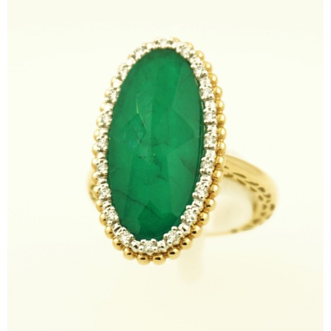 Anello Giorgio Visconti Mistero in oro rosa con quarzo, smeraldo e brillanti