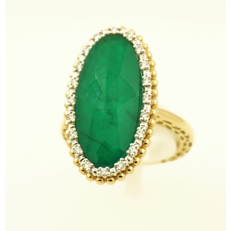 Anello Giorgio Visconti Mistero in oro rosa con quarzo, smeraldo e brillanti