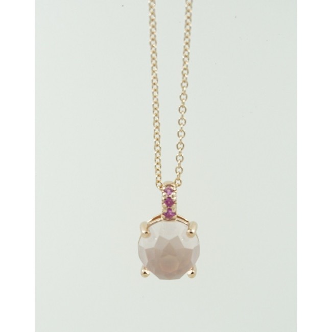 Collana Mimì Happy in Oro rosè con Quarzo rosa e zaffiri rosa