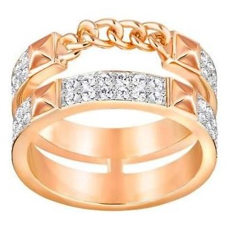 Swarovski Anello Fiction fascia morbida gold rosè pavè - 5257493