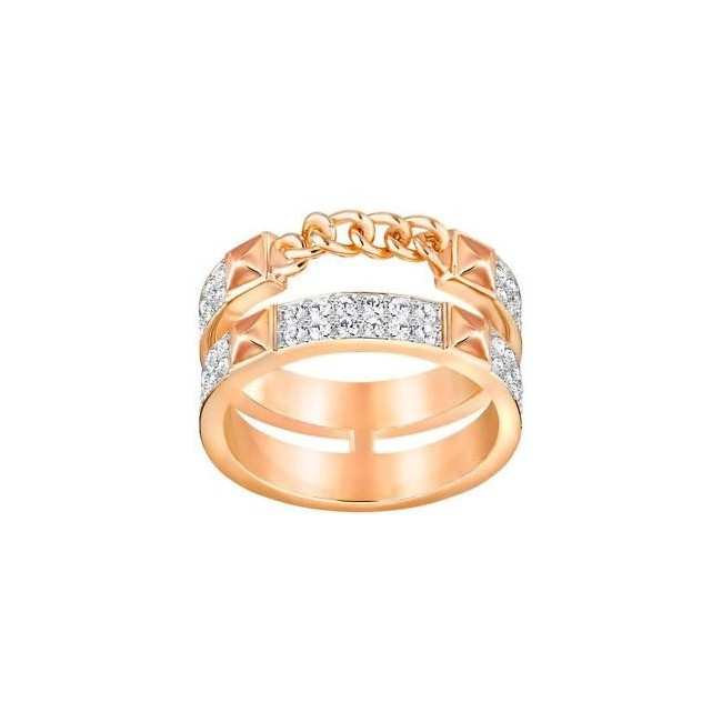 Swarovski Anello Fiction fascia morbida gold rosè pavè - 5257493