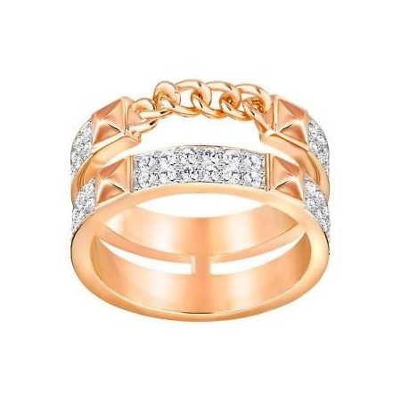 Swarovski Anello Fiction fascia morbida gold rosè pavè - 5257493