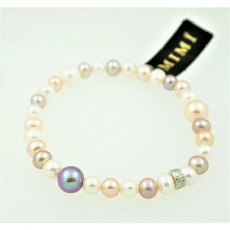 Bracciale elastica con perle multicolor new - B270ARM