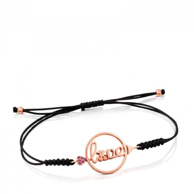 Valentine Love bracelet Tous rose wine with arrow and lanyard.
