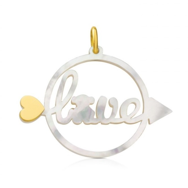 Large pendant Tous-Pearl and gold arrow Valentine Love.
