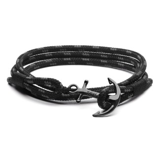 Bracciale Tom Hope con Ancora nera e corino nero - Triple Black