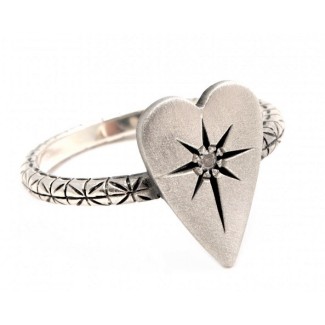 Acht große Herz Schmuck Ring in Silber mit Diamant Eis