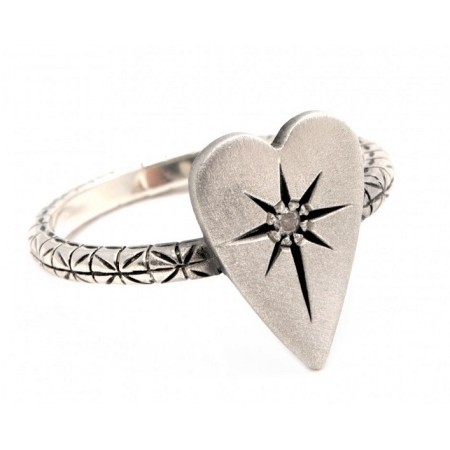 Eight great heart Jewelry ring in silver with diamond ice