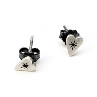 Small hearts Jewelry earrings silver satin and burnished Otto