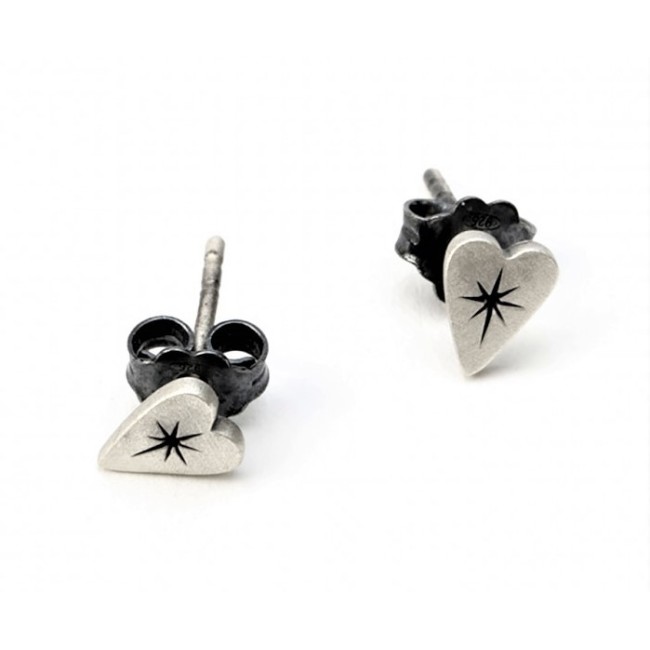 Small hearts Jewelry earrings silver satin and burnished Otto