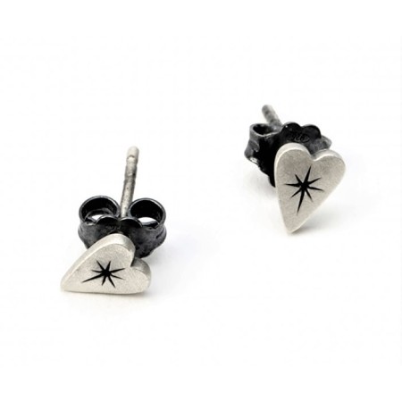 Small hearts Jewelry earrings silver satin and burnished Otto