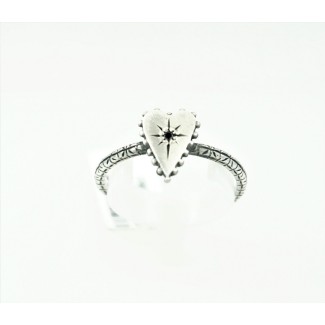 Small heart Jewelry ring studded with silver and Eight black diamond