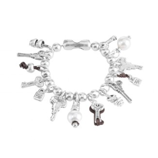 Bracciale argentato Uno de50 Alguna Abrirà con sfere e chiavi