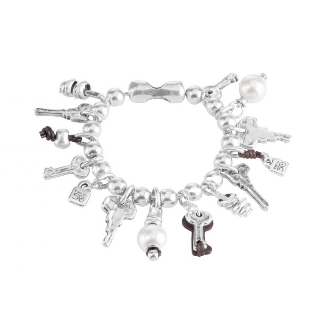 Silber-Armband mit Abrirà Kugeln und einem de50 Schlüssel