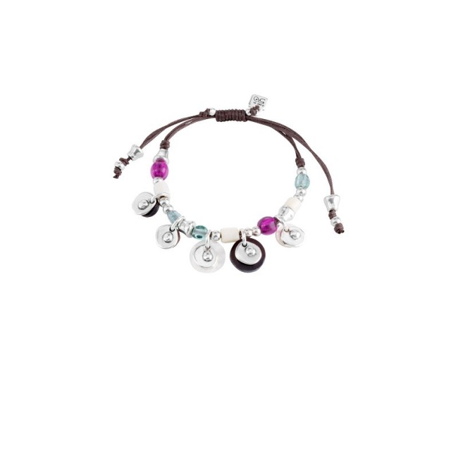 Greenstone bracelet in leather and metal plated one de50 with glass