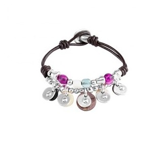 Neritdae bracelet in leather and metal One de50 with glass