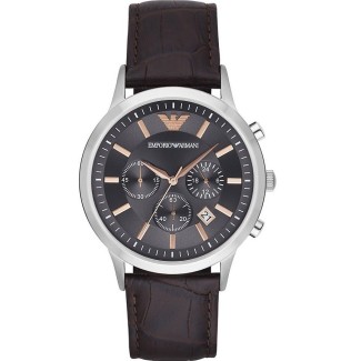 Orologio uomo Emporio Armani Renato crono grigio pelle indici rosè - AR2513