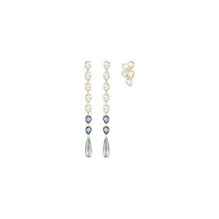 Swarovski Set orecchini a buco Gipsy pendenti blu e dorato - 5264975