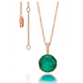 Collana Mimì Belle in oro con crisatllo di rocca, labradorite verde e diamanti.