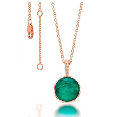 Crisatllo gold rhinestone necklace Mimì Beautiful, green labradorite and diamonds.