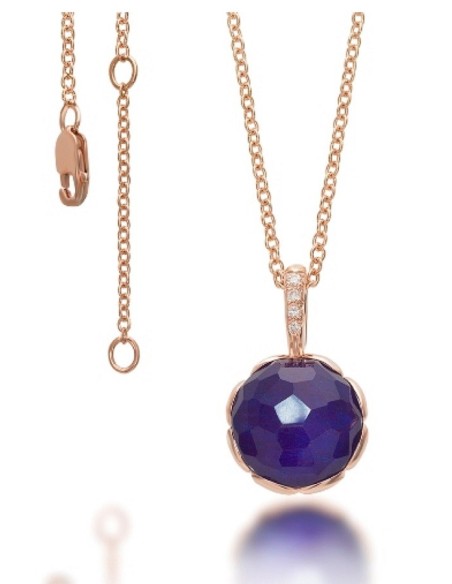 Schöne Halskette mit Gold Blau Saphir, Mimi Crisatllo und Diamanten