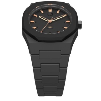 Clock Neon black rose ring indices D1 octagonal Milan line