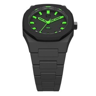 Orologio D1 Milano linea Neon nero indici verdi con ghiera ottagonale