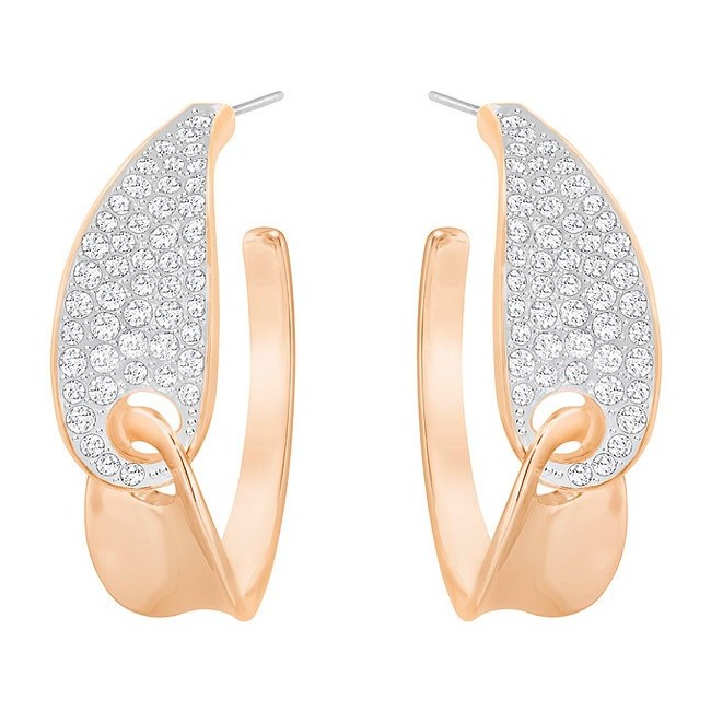 Swarovski Earrings with Guardian, White and Rosé with pavè