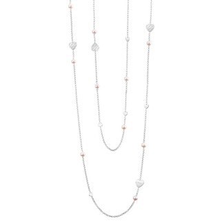 Salvini Just Silver Pearl Necklace with Pearls, Hearts and Diamonds