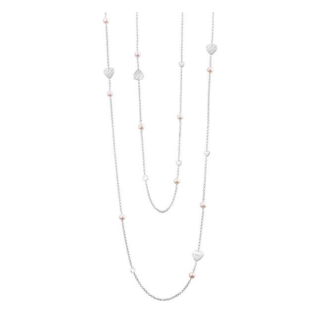 Collana lunga Salvini Just a Pearl in argento con Perle, Cuori e diamante