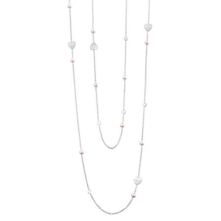 Collana lunga Salvini Just a Pearl in argento con Perle, Cuori e diamante