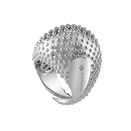 Salvini Bold Ring aus glänzendem Silber Satin mit Nieten und brillant
