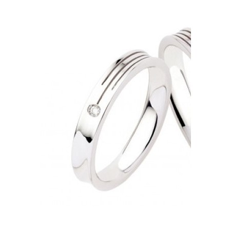 Fede Polello in oro bianco con brillante linea Dialogo - L2983DB