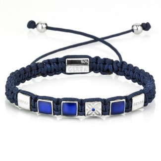 Bracciale Gerba uomo donna con cordino blu e argento - GS05