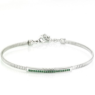 Semi-rigid sterling silver bracelet with green stones - 3131GREEN