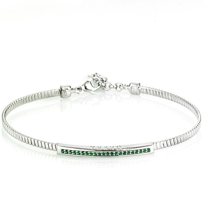Bracciale Gerba semirigido in argento con pietre verdi - 3131GREEN