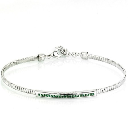 Bracciale Gerba semirigido in argento con pietre verdi - 3131GREEN