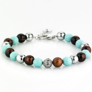 Tungsten multicolor elastic women's elastic bracelet - TURQUOISE BROWN