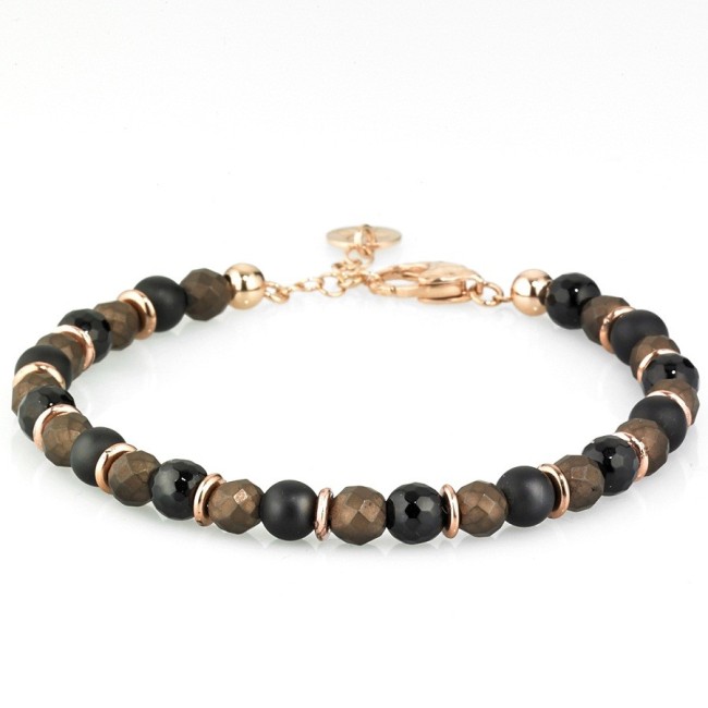Bracciale Gerba uomo donna marrone e nero con catenina - JEMI