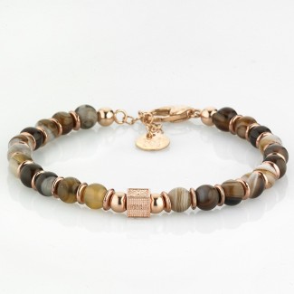 Bracciale Gerba uomo donna marrone e verde con catenina - MARC