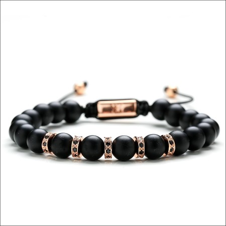 Bracciale Gerba uomo donna nero opaco con cordino - MATTE ROSE'