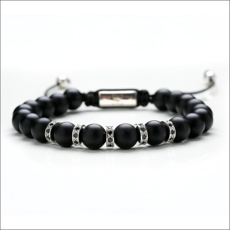 Tassel Armband schwarz matt schwarz Mann - MATTE SILVER